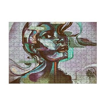 Cakapuzzle Renkli Siyahi Kadın Portre Duvar Boyama 120 Parça Ahşap Puzzle