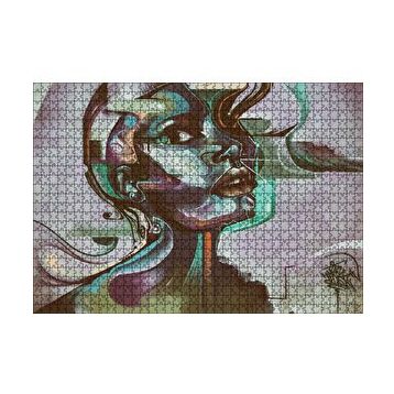 Cakapuzzle Renkli Siyahi Kadın Portre Duvar Boyama 120 Parça Ahşap Puzzle