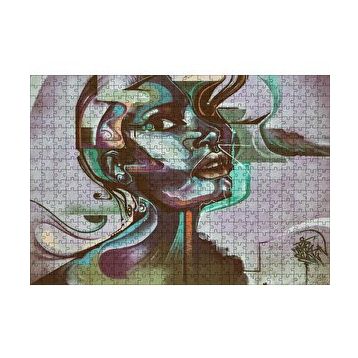 Cakapuzzle Renkli Siyahi Kadın Portre Duvar Boyama 120 Parça Ahşap Puzzle