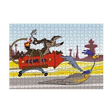 Cakapuzzle Road Runner ve Coyote Roket 120 Parça Ahşap Puzzle