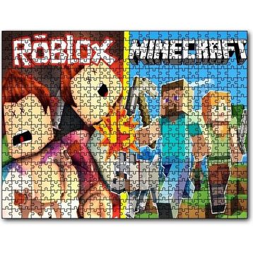 Cakapuzzle Roblox ve Minecraft Çizgi Film Görseli Mdf 120 Parça Puzzle