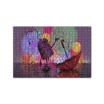 Cakapuzzle Robot Yağmur ve Şemsiye 120 Parça Ahşap Puzzle