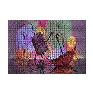 Cakapuzzle Robot Yağmur ve Şemsiye 120 Parça Ahşap Puzzle