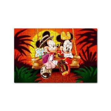 Cakapuzzle Romantik Mickey ve Minnie Mouse 120 Parça Ahşap Puzzle