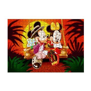 Cakapuzzle Romantik Mickey ve Minnie Mouse 120 Parça Ahşap Puzzle