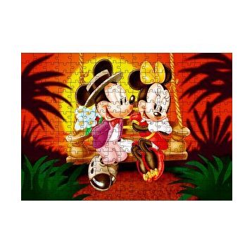 Cakapuzzle Romantik Mickey ve Minnie Mouse 120 Parça Ahşap Puzzle