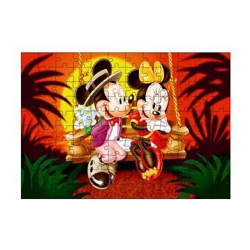 Cakapuzzle Romantik Mickey ve Minnie Mouse 120 Parça Ahşap Puzzle