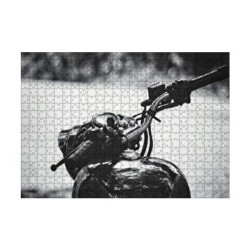 Cakapuzzle Royal Enfield Motorsiklet Depo ve Gidon Siyah Beyaz 120 Parça Ahşap Puzzle