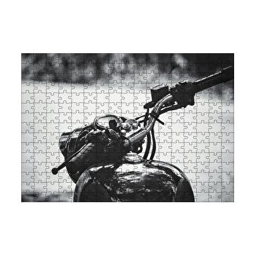 Cakapuzzle Royal Enfield Motorsiklet Depo ve Gidon Siyah Beyaz 120 Parça Ahşap Puzzle
