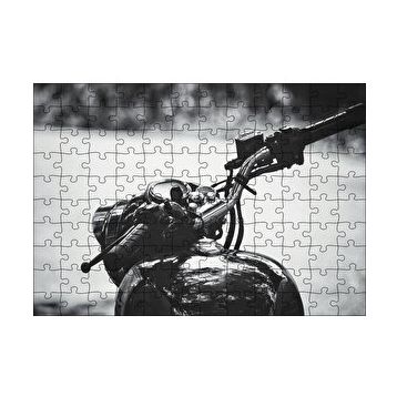 Cakapuzzle Royal Enfield Motorsiklet Depo ve Gidon Siyah Beyaz 120 Parça Ahşap Puzzle