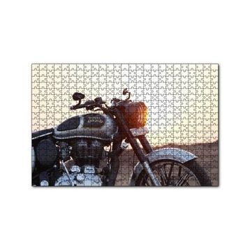 Cakapuzzle Royal Enfield Siyah Gri Motorsiklet 120 Parça Ahşap Puzzle