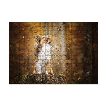 Cakapuzzle Rüzgarla Kavga Eden Köpekçik 120 Parça Ahşap Puzzle