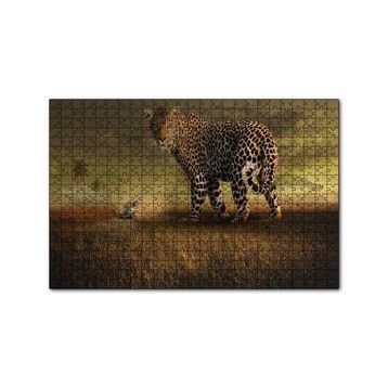 Cakapuzzle Safaride Turistler ve Dev Leopar Illüstrasyon 255 Parça Puzzle