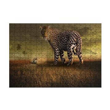 Cakapuzzle Safaride Turistler ve Dev Leopar Illüstrasyon 255 Parça Puzzle