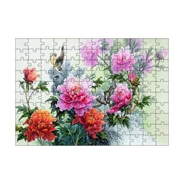 Cakapuzzle Şakayık Çiçeği Ve Kuşlar 120 Parça Ahşap Puzzle