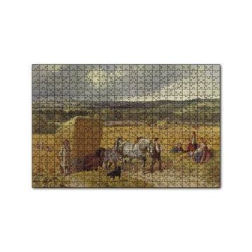 Cakapuzzle Saman Balyaları Taşıyan Atlar ve Köylüler 120 Parça Ahşap Puzzle