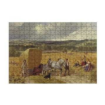 Cakapuzzle Saman Balyaları Taşıyan Atlar ve Köylüler 120 Parça Ahşap Puzzle