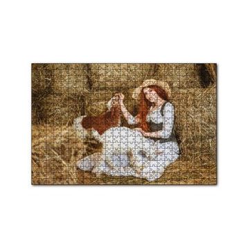 Cakapuzzle Samanlıktaki Genç Kız Oğlaklar Görseli 120 Parça Ahşap Puzzle