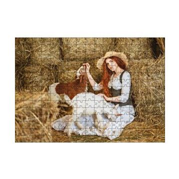 Cakapuzzle Samanlıktaki Genç Kız Oğlaklar Görseli 120 Parça Ahşap Puzzle