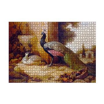 Cakapuzzle Saray Bahçesinde Bir Çift Tavuskuşu 120 Parça Ahşap Puzzle
