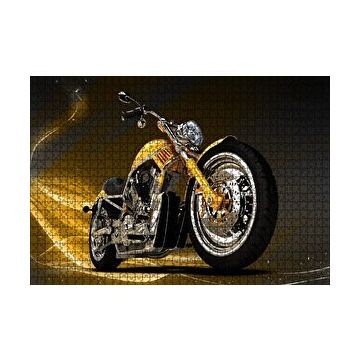 Cakapuzzle Sarı Chopper Motorsiklet 120 Parça Ahşap Puzzle