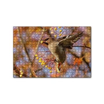 Cakapuzzle Sarı Meyveli Ağaç ve Sevimli Kuş 120 Parça Ahşap Puzzle