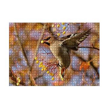 Cakapuzzle Sarı Meyveli Ağaç ve Sevimli Kuş 120 Parça Ahşap Puzzle