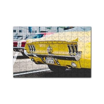 Cakapuzzle Sarı Mustang Klasik Arka Görünüş Yakın Plan 120 Parça Ahşap Puzzle