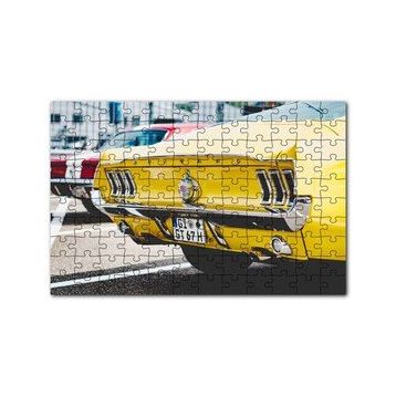Cakapuzzle Sarı Mustang Klasik Arka Görünüş Yakın Plan 120 Parça Ahşap Puzzle