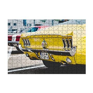 Cakapuzzle Sarı Mustang Klasik Arka Görünüş Yakın Plan 120 Parça Ahşap Puzzle