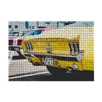 Cakapuzzle Sarı Mustang Klasik Arka Görünüş Yakın Plan 120 Parça Ahşap Puzzle