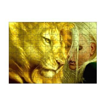Cakapuzzle Sarı Saçlı Kız ve Aslan 120 Parça Ahşap Puzzle