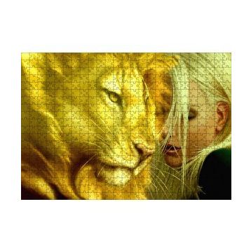 Cakapuzzle Sarı Saçlı Kız ve Aslan 120 Parça Ahşap Puzzle
