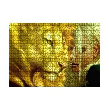 Cakapuzzle Sarı Saçlı Kız ve Aslan 120 Parça Ahşap Puzzle