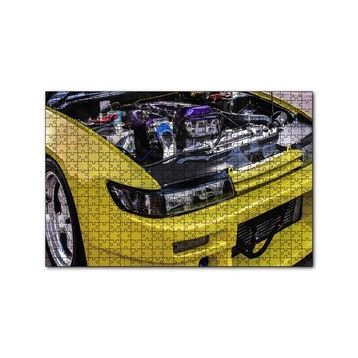 Cakapuzzle Sarı Spor Araba Far ve Motor Detayı 120 Parça Ahşap Puzzle