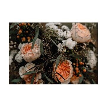 Cakapuzzle Sarı Turuncu Beyaz Çiçekler 120 Parça Ahşap Puzzle
