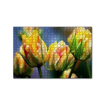 Cakapuzzle Sarı Turuncu Yeşil Tonlarda Lale Çiçeği 120 Parça Ahşap Puzzle