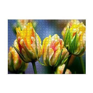 Cakapuzzle Sarı Turuncu Yeşil Tonlarda Lale Çiçeği 120 Parça Ahşap Puzzle