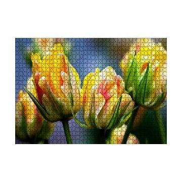 Cakapuzzle Sarı Turuncu Yeşil Tonlarda Lale Çiçeği 120 Parça Ahşap Puzzle