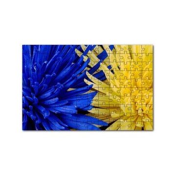 Cakapuzzle Sarı ve Mavi Çiçekler Yanyana Yakın Çekim 120 Parça Ahşap Puzzle