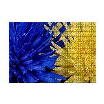 Cakapuzzle Sarı ve Mavi Çiçekler Yanyana Yakın Çekim 120 Parça Ahşap Puzzle