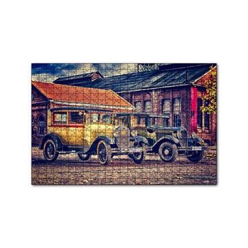 Cakapuzzle Sarı ve Siyah Antika Otomobiller 120 Parça Ahşap Puzzle