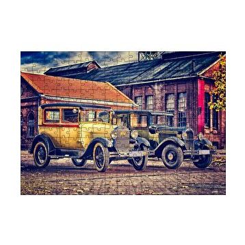 Cakapuzzle Sarı ve Siyah Antika Otomobiller 120 Parça Ahşap Puzzle