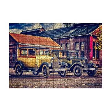 Cakapuzzle Sarı ve Siyah Antika Otomobiller 120 Parça Ahşap Puzzle