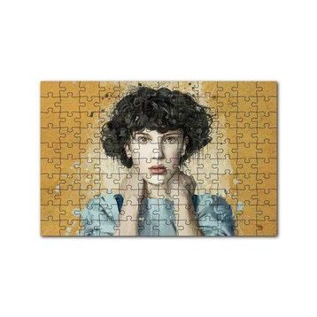 Cakapuzzle Sarı Zemin Duvar Boyama Kadın Portre 120 Parça Ahşap Puzzle