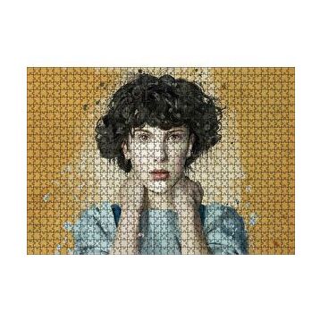 Cakapuzzle Sarı Zemin Duvar Boyama Kadın Portre 120 Parça Ahşap Puzzle
