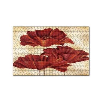 Cakapuzzle Sarı Zeminde Üç Kırmızı Gelincik 120 Parça Ahşap Puzzle