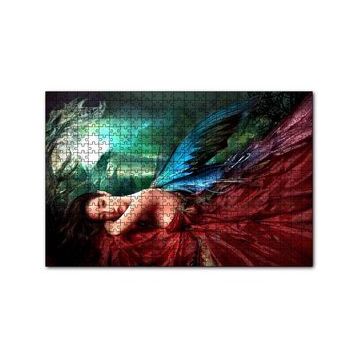 Cakapuzzle Saten Elbiseli Fantastik Kadın ve Kanatları 120 Parça Ahşap Puzzle