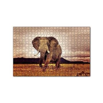 Cakapuzzle Savanada Günbatımı ve Erkek Fil 120 Parça Ahşap Puzzle