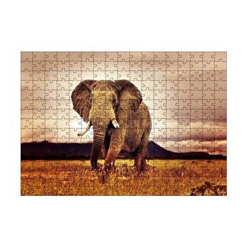 Cakapuzzle Savanada Günbatımı ve Erkek Fil 120 Parça Ahşap Puzzle
